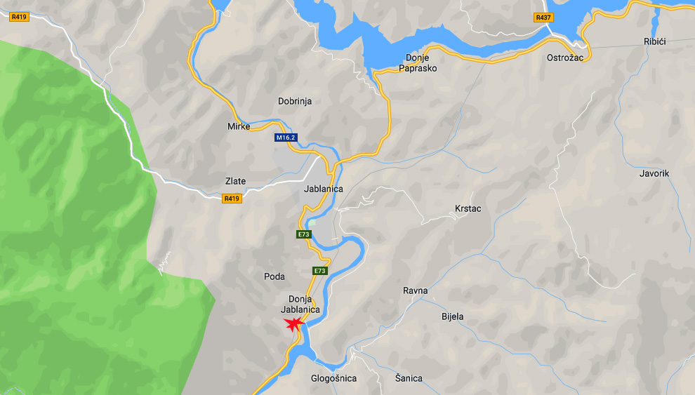 A baleset helyszíne Donja Jablanica állomáson (forrás: googlemaps)