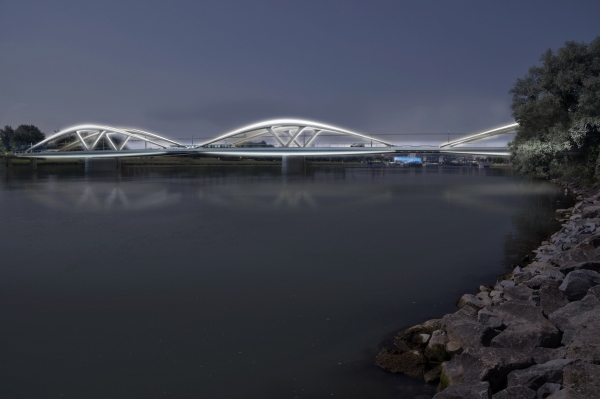 Kivilágított híd a Photoshop-éjszakában