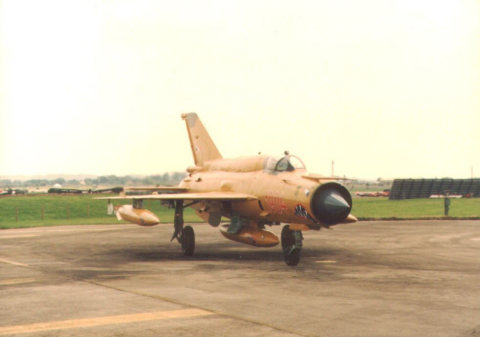 A Magyar MiG-21-esek egyike, Fairford, 1993 <br>(fotó: Márványi Péter)