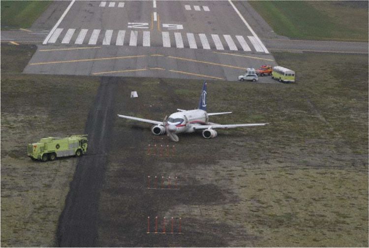 Az izlandi hatóság felvétele: a gép túlcsúszott a pályán
