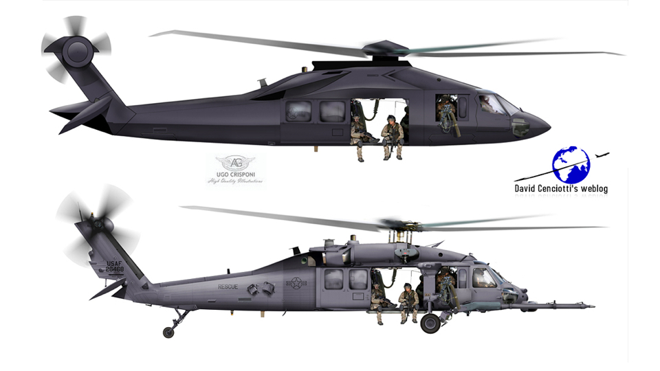 Az üggyel többször foglalkozó The Aviationist rajza: felül az MH-X, alul az MH-60-as
