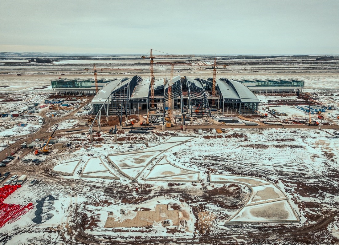 A terminálépület építkezés közben (fotó: Platov repülőtér)