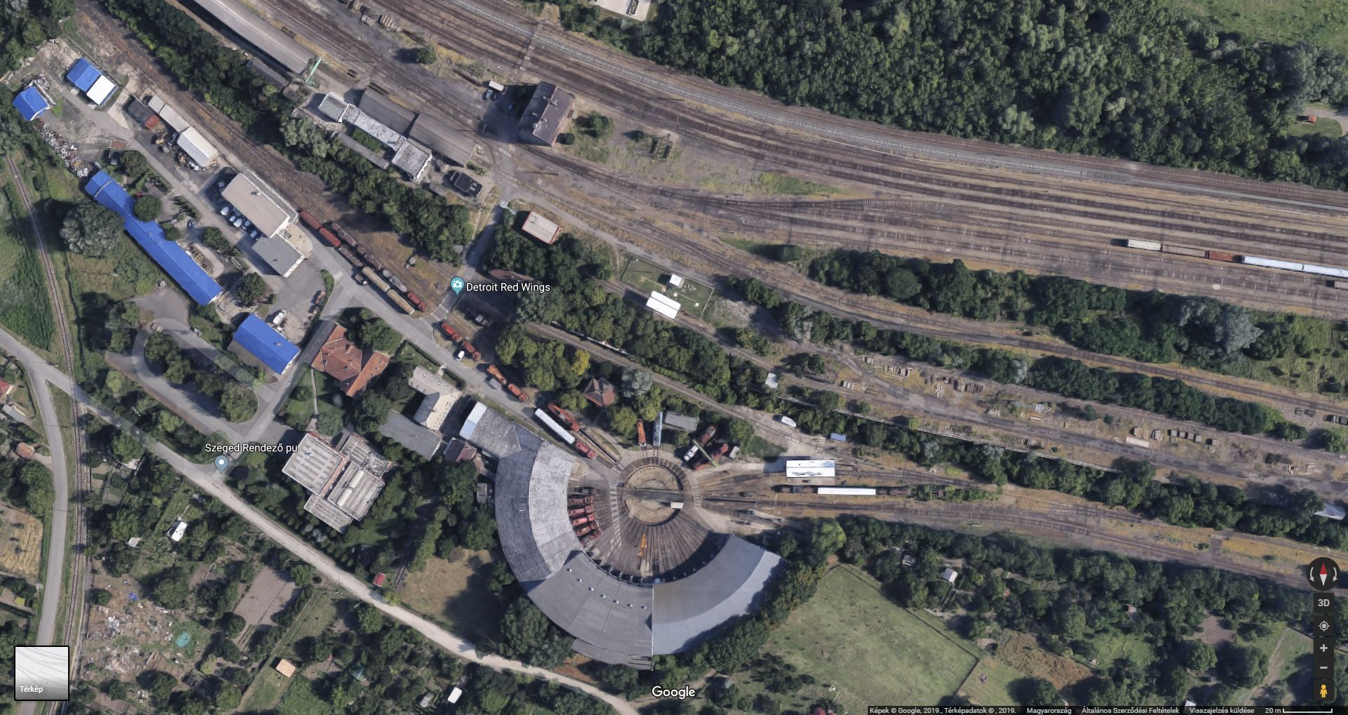 Szeged-Rendező a Google térképén, hokidrukkerrel