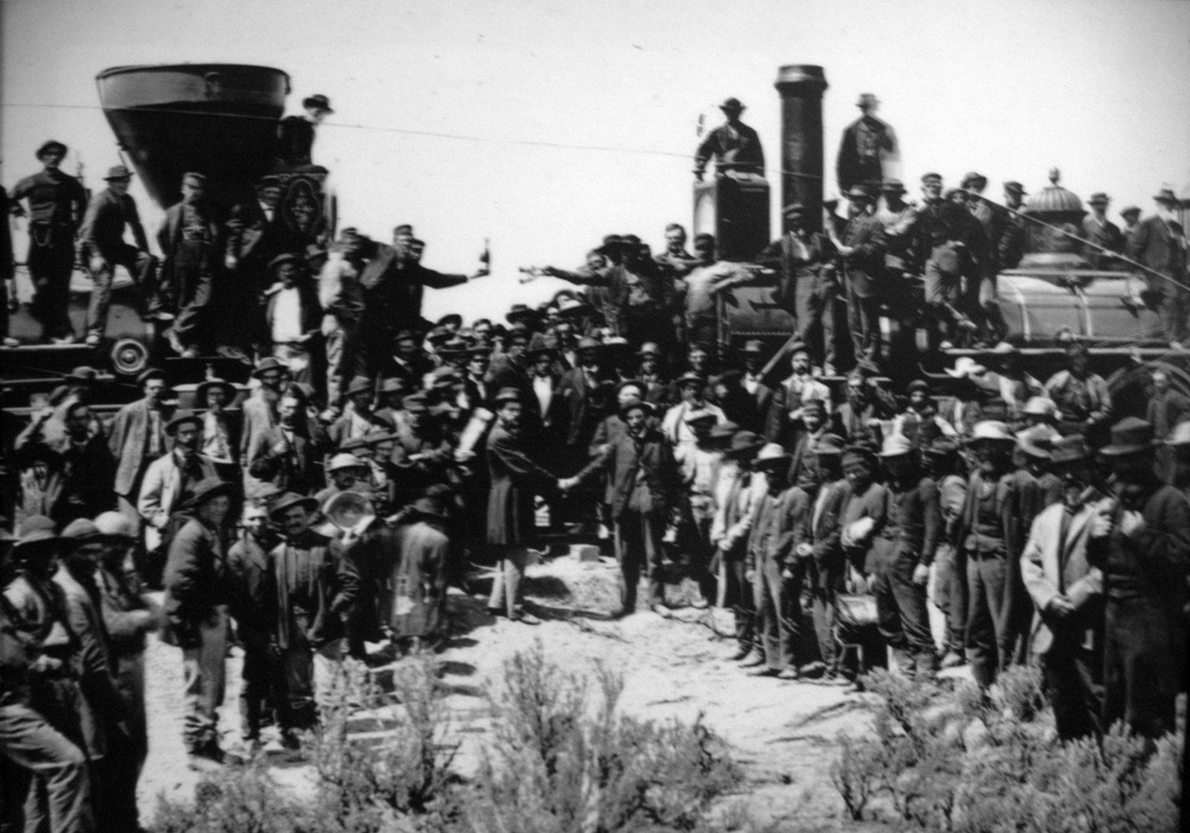 Az észak-amerikai transzkontinentális vasút születése, Promontory Summit, Utah, 1869. május 5.