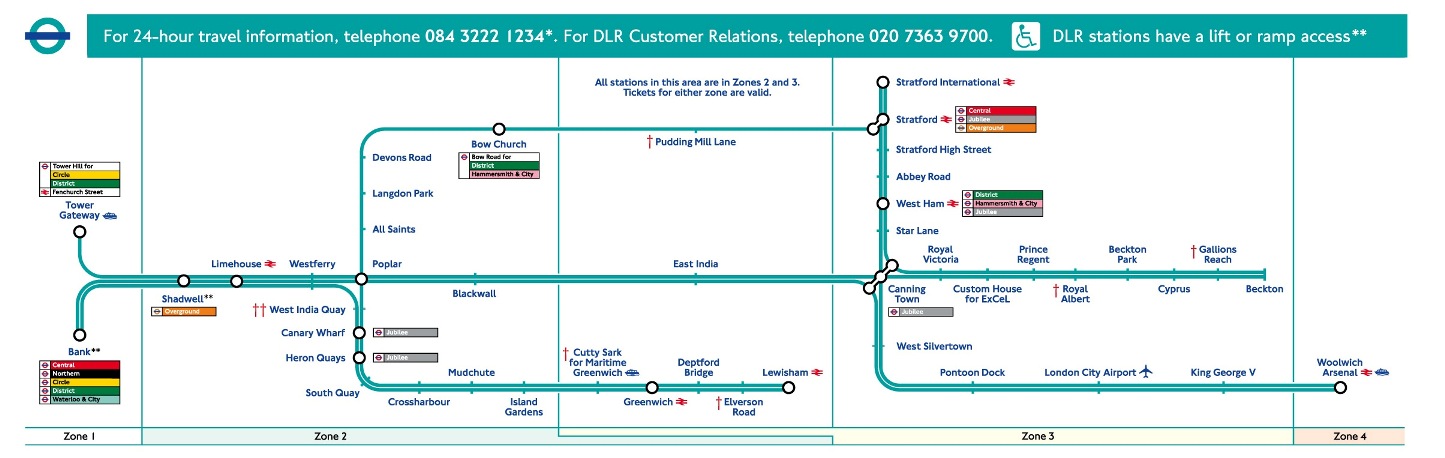 A DLR kiterjedt hálózata hatékony kapcsolatot biztosít Kelet-London és a City között. Minden állomáson lift vagy rámpa áll a mozgássérültek rendelkezésére<br>(képek: TfL)
