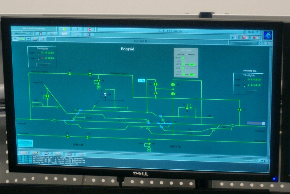 A Köfe-FET monitoron így jelenik meg Siófok felsővezeték-hálózatának pillanatnyi állapota