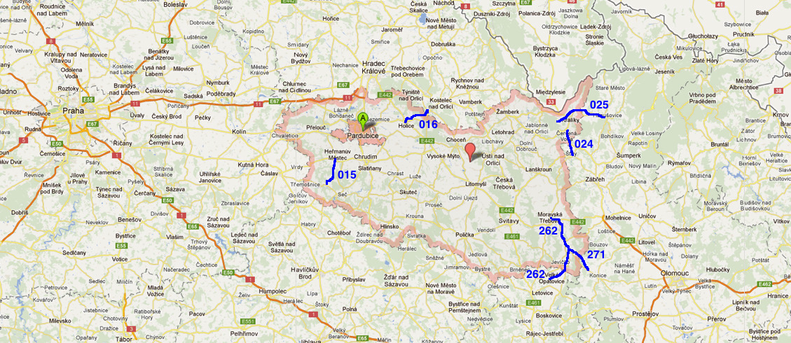 A megszűnő vonalakat és Pardubice kerület határát egyaránt ábrázoló térkép magáért beszél