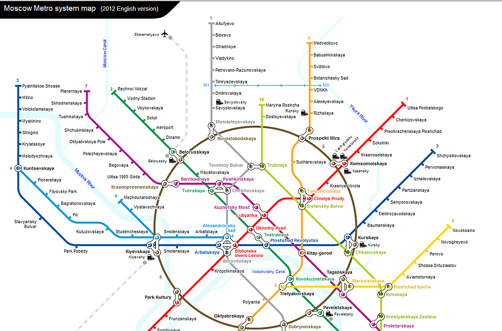 A moszkvai metróhálózat részlete. Az újonnan átadott szakasz a kép bal szélén látható<br>(forrás: wikipedia)