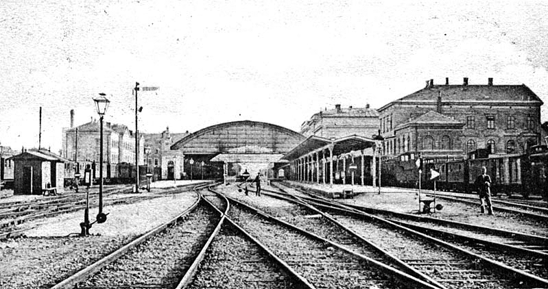 Az első krakkói pályaudvar egy korabeli képen<br>A képre kattintva fotógaléria nyílik