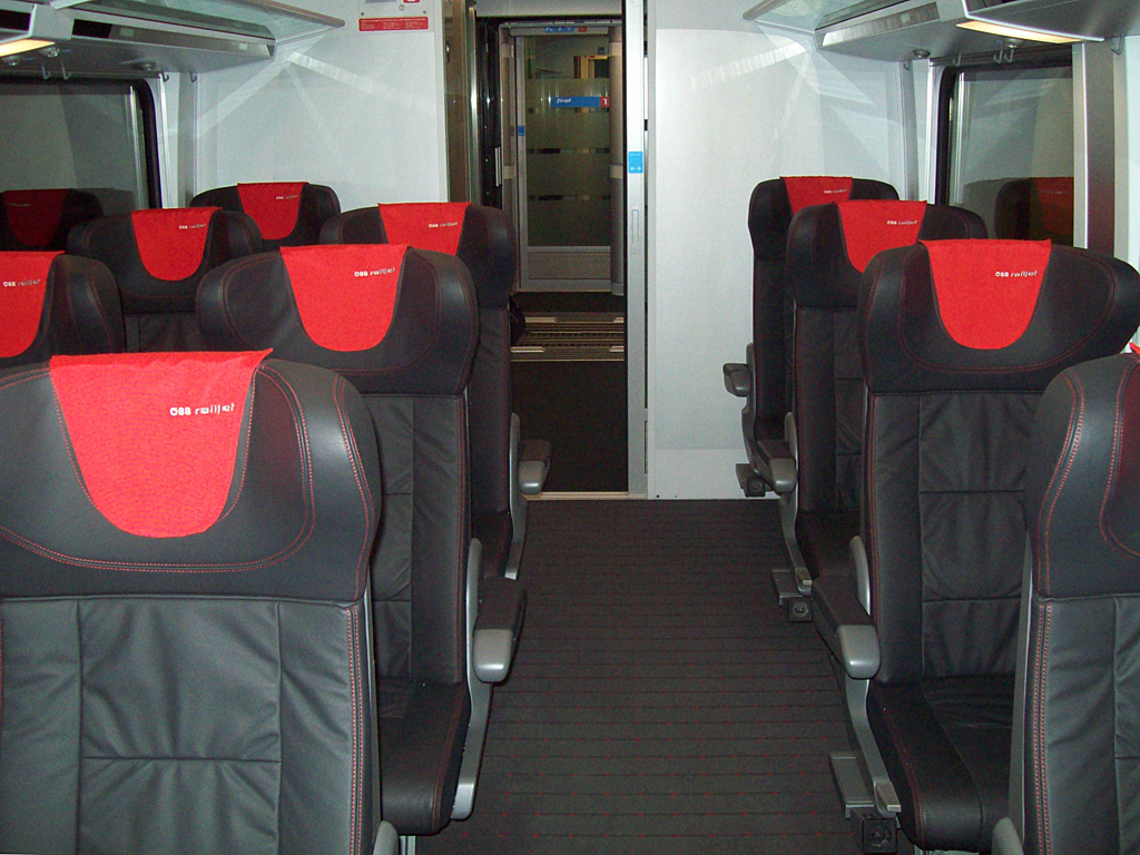 A Railjet elsőosztályú ülőhelyei