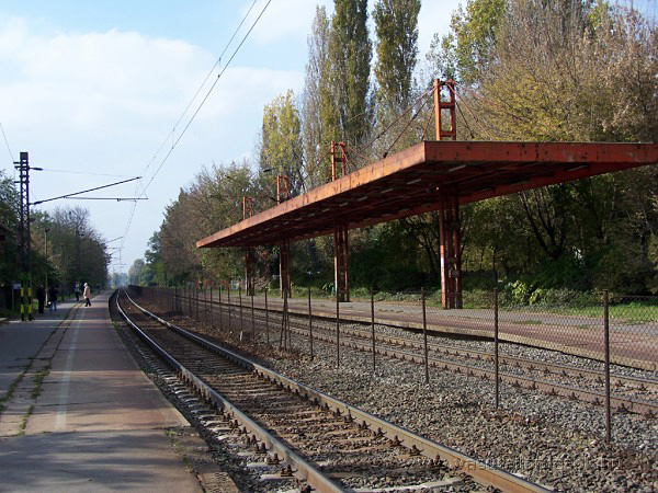 Középperonra konstruált tető, szélsőperonon – Rákosliget rozsdamarta látványossága<br>(forrás: www.vasutallomasok.hu)