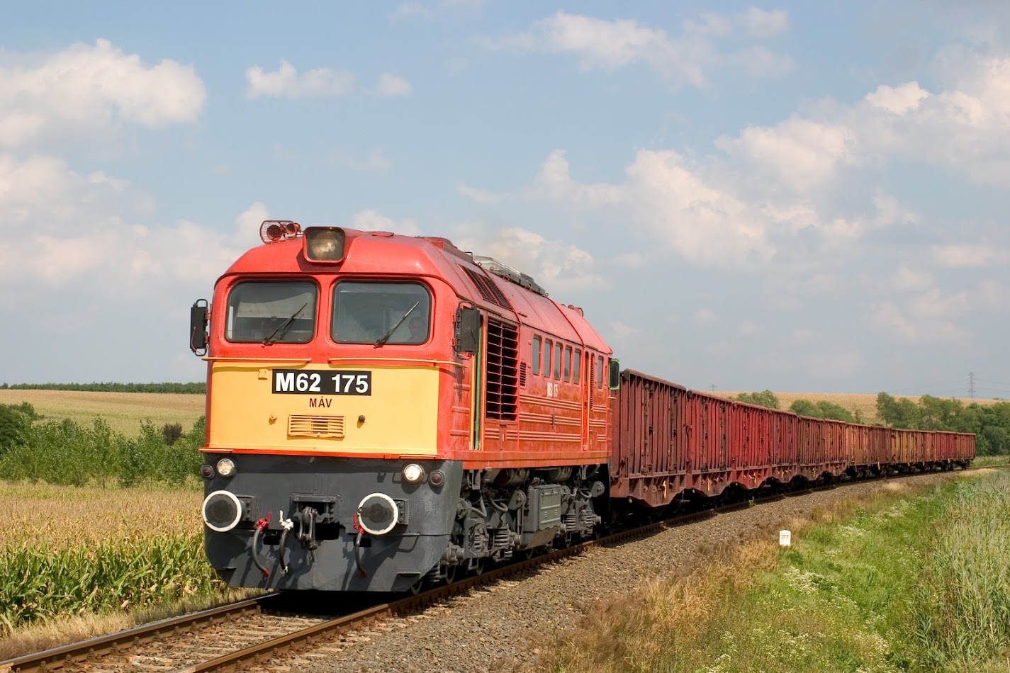 Hidas-Bonyhád állomásról hoz el egy üres szénvonatot a 175-ös (képek: Vörös Attila)