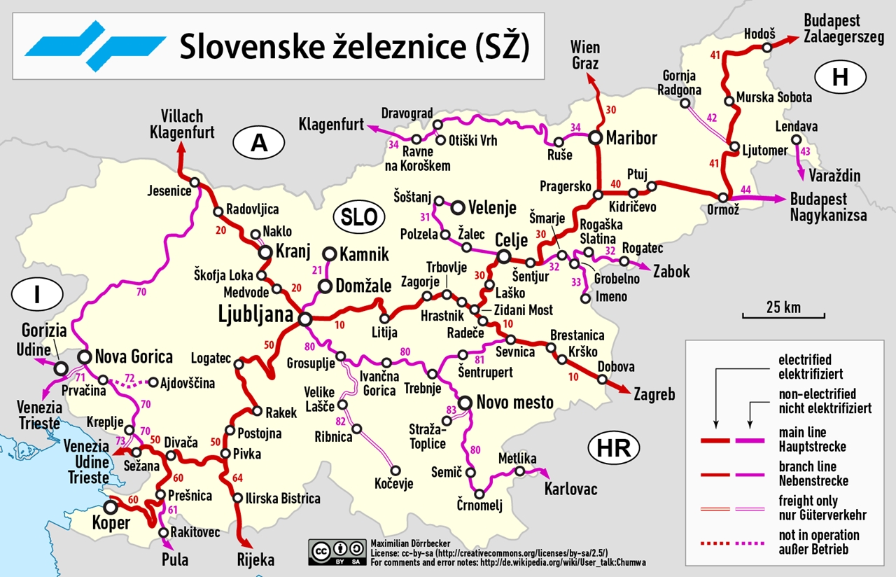 A Maribortól északra, az osztrák határig vezető vasútvonal felé kerülhet felsővezeték (forrás: Wikipedia)