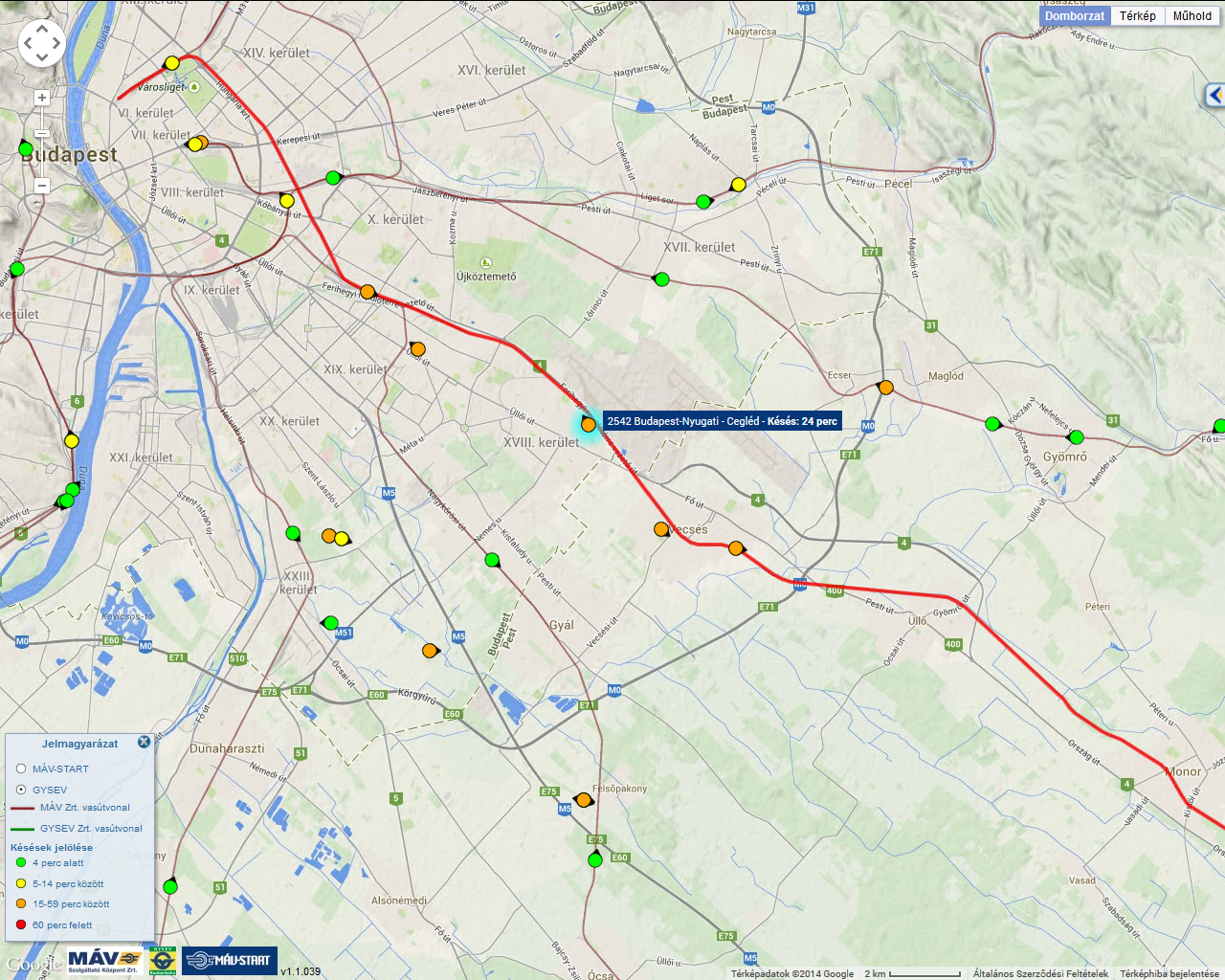 budapest cegléd térkép IHO   Vasút   Munkagép gázolt Vecsésnél, késnek és kimaradnak  budapest cegléd térkép