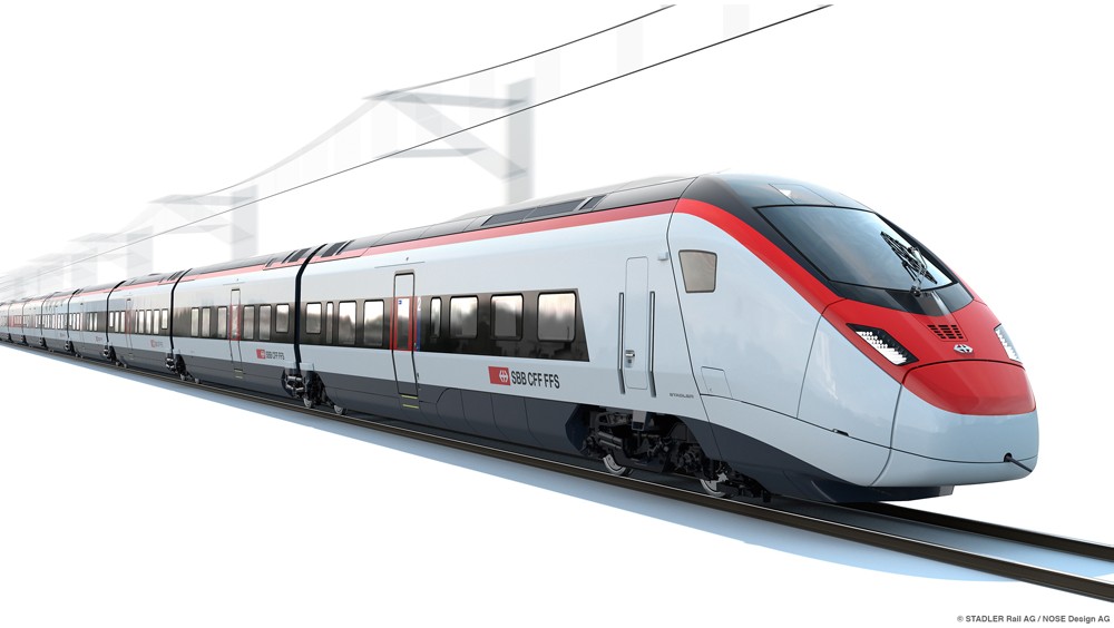 Az SBB a Stadler EC250-es nagysebességű motorvonataival köti össze 2019-től Zürichet, Bázelt és Milánót<br>(látványterv: Stadler Rail AG)