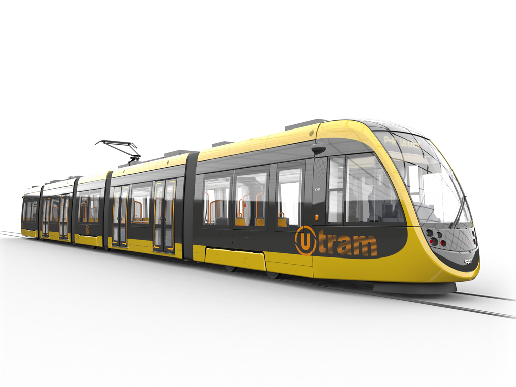 Utrecht városa huszonhét Urbos 100-as villamost vásárol a CAF-től. A járművek a 2018-ra kiépülő Uithof-vonalon felsővezetékről táplálva közlekednek majd, de képesek lesznek az önjáró üzemmódra is<br>(látványterv: CAF)
