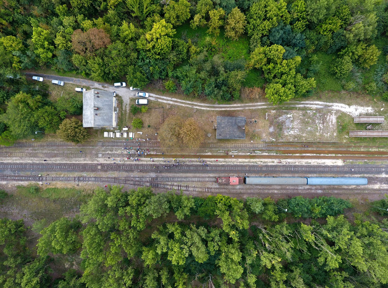 Drónfotó Papkesziről. Jól láthatók a nemrég érkezett sín- és betonalj-szállítmányok is! (a drónfotókat Süle Gábor készítette)