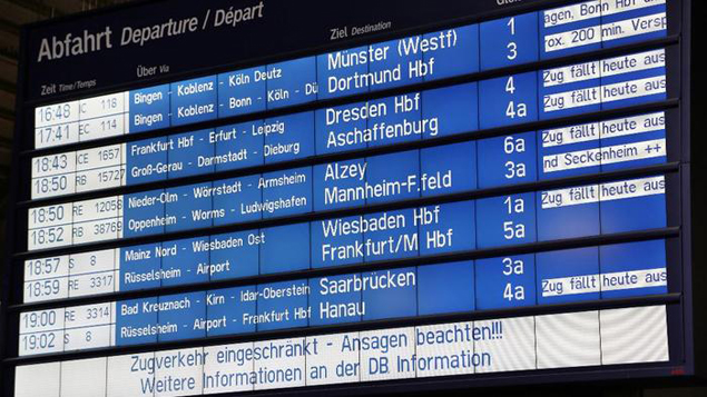 A Deutsche Bahn sem habozik sokat a vonatlemondással (forrás: allgemeine-zeitung.de)