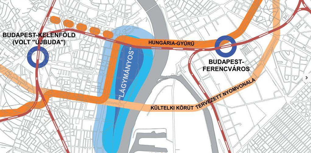 Bonyolult térszerkezeti összefüggések Dél-Budapesten. Nem várható, hogy a politika felismeri az összefüggéseket (a szerző grafikája)