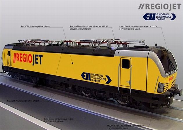 A RegioJet az ELL-től bérelt Vectronokat hozza a Pozsony–Kassa intercity-szolgáltatáshoz<br>(forrás: idnes.cz)