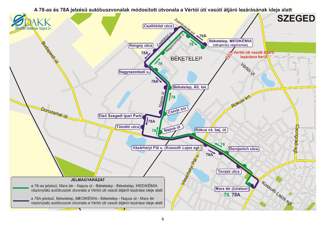 Az ideiglenes forgalmi rend térképes tájékoztatója (forrás: DAKK honlapja)