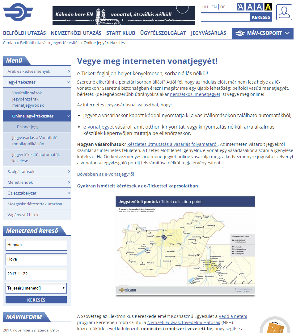 A MÁV tájékoztatója (képernyőmentés: mavcsoport.hu)