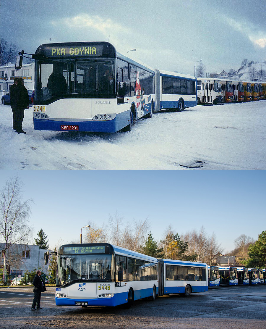 A két kép között pontosan 20 év a különbség; busz és a helyszín ugyanaz, de sok minden megváltozott... (felső fotó: Lukasz Staniszewski, alsó: Michat Dobras, phototrans.eu)