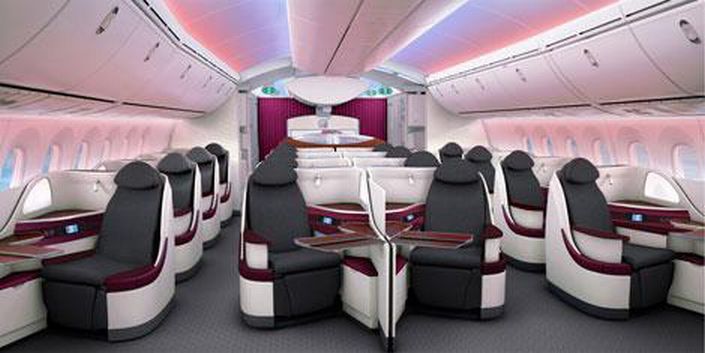 787-es businessosztálya Qatar-módra <br>(fotók: Qatar Airways)
