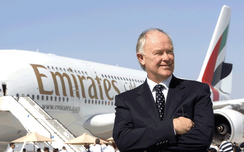 Utasok, bevétel, terjeszkedő légitársaság, elégedett mosoly: Tim Clark <br>(fotó: emirates247.com)