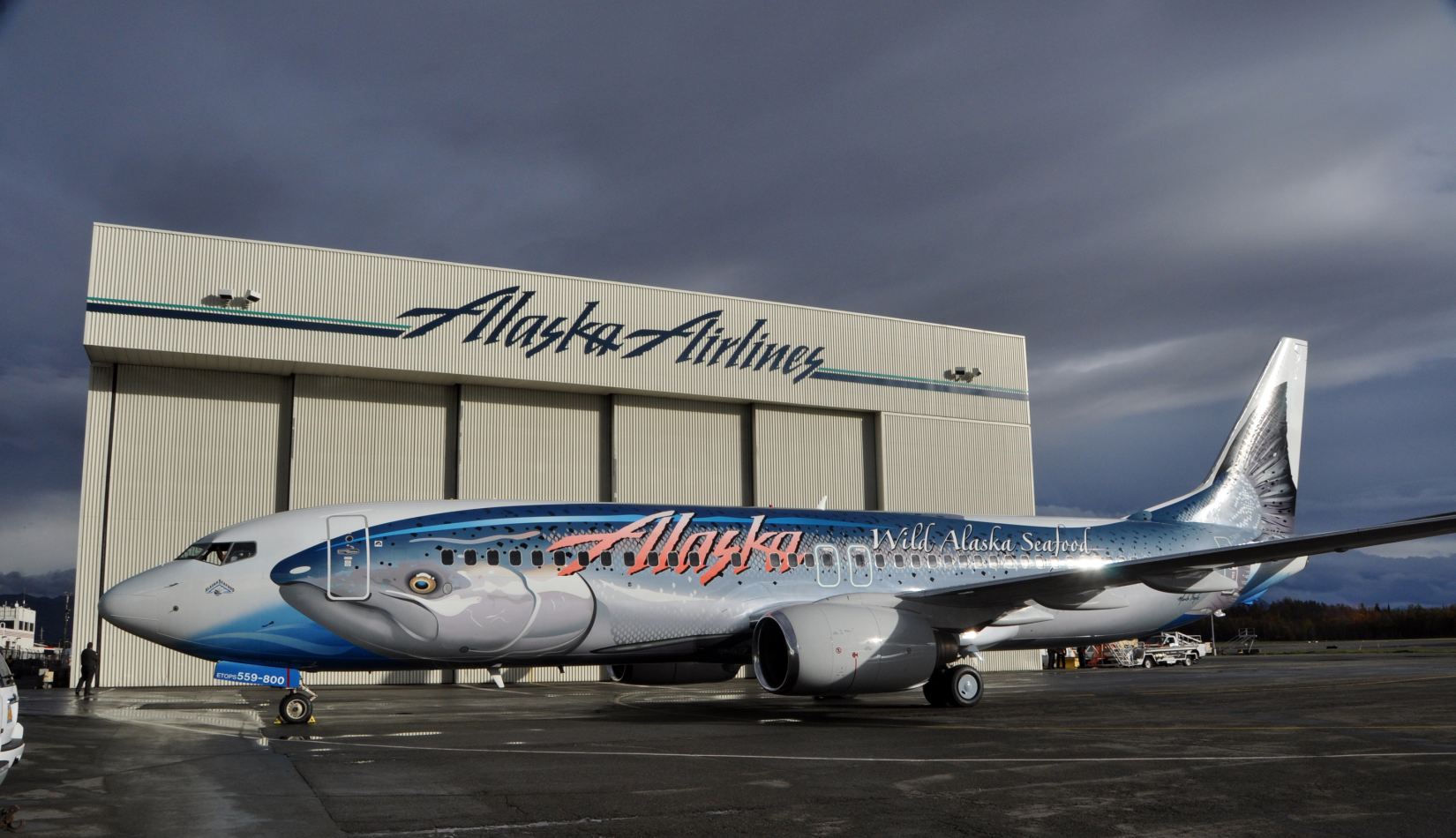 Egy kivételes festésű Alaska-737-es lazaccal