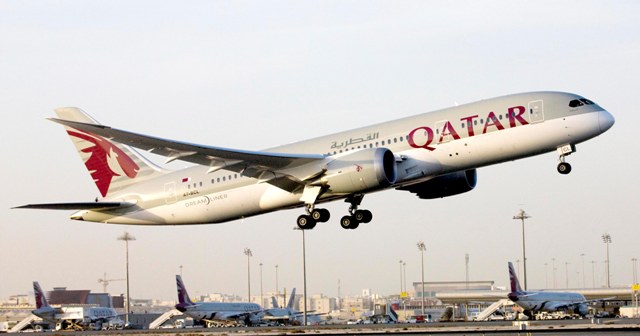 A Qatar-787-es első startja Dohából London felé