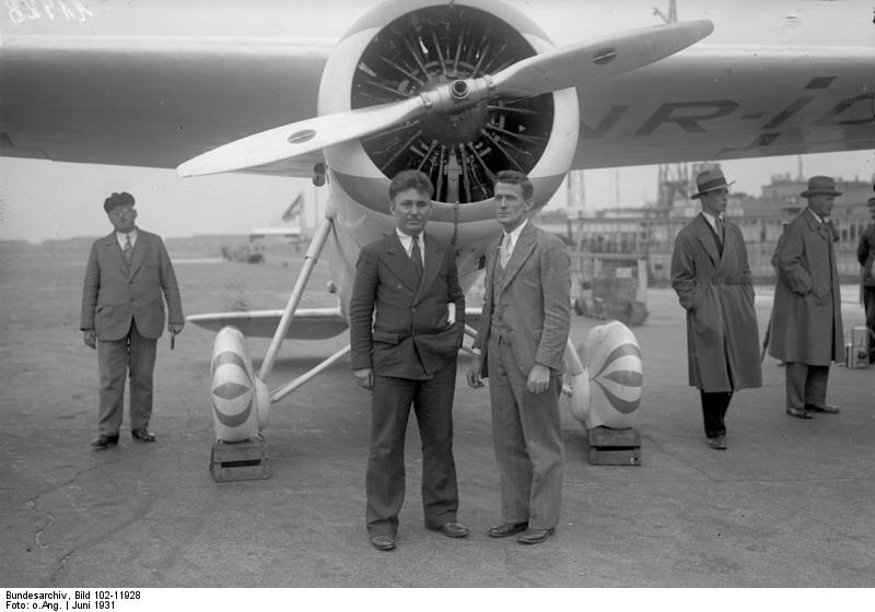 Gattyvel az első földkörüli repülés egyik állomásán, Hanoverben