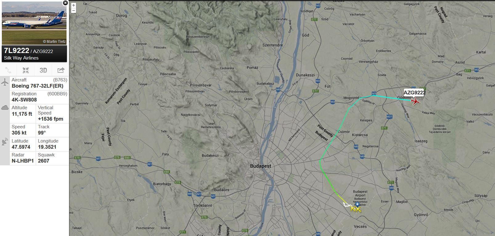 A Flightradar jelezte, sokan hallhatták is komoly hangját a város felett: dél körül indult vissza a gép