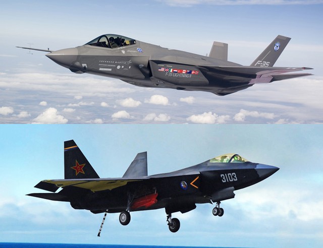 Felül a lassan szolgálatba álló F-35-ös, alul a kínai újdonság