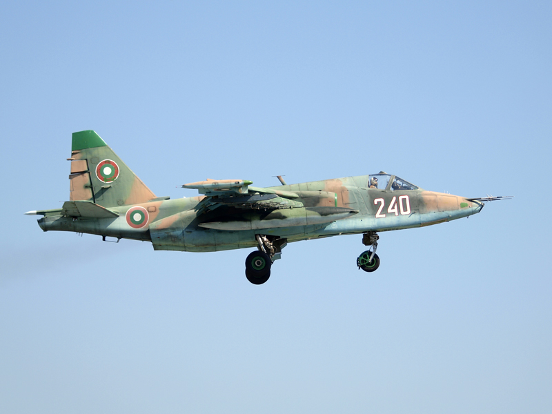 A 240-es oldalszámú Szu-25K csatarepülő valószínűleg célt repült a vadászoknak