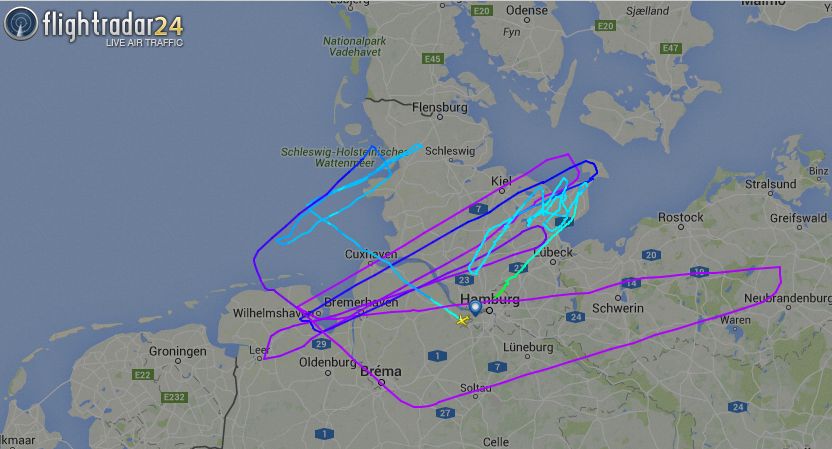 A hosszú Hamburg–Hamburg repülés a Flightradar24 követésében