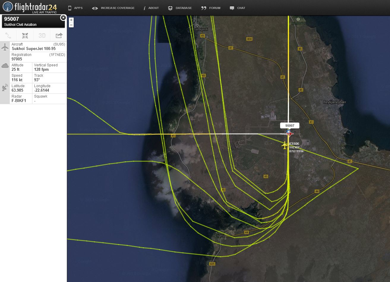 A Flightradar természetesen rögzítette a repüléseket