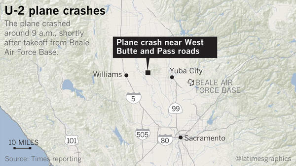 A Los Angeles Times térképvázlata a baleset helyszínéről