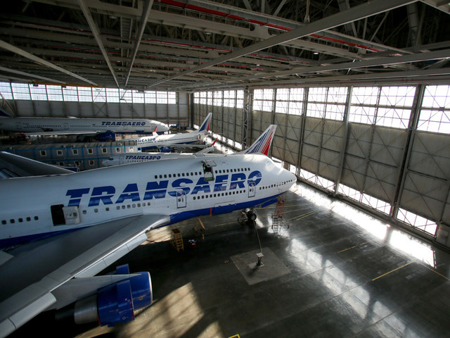 Transaero-gépek a hangárban