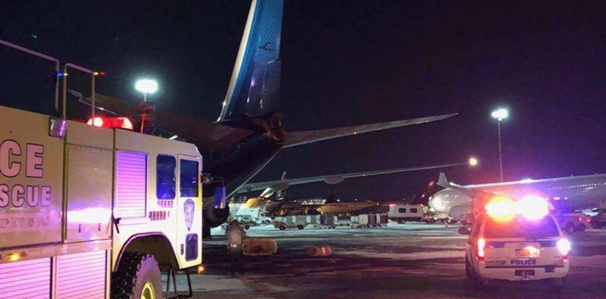 A kuvaiti 777-es és a hiányzó farokkúp (fotók: Twitter, New York Port Authority)