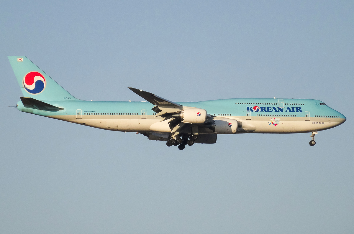 A Korean Air egyik Boeing 747-8-as típusú repülőgépe, ilyet is küldtek kényszerpihenőre (fotó: Kohutovics Bence)
