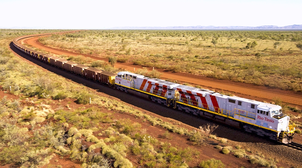 Rio Tinto vonat a Pilbara régióban<br>(forrás: riotinto.com)