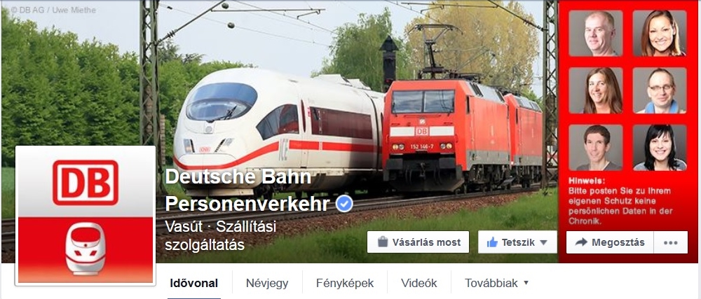 A Deutsche Bahn magasan a legnépszerűbb az európai vasúttársaságok között - legalábbis a Facebook-kedvelések alapján