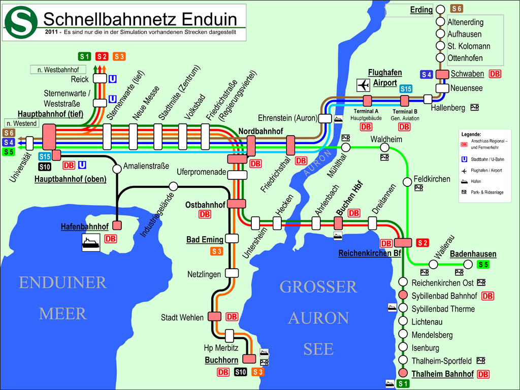 Az enduini S-Bahn hálózat mai változata