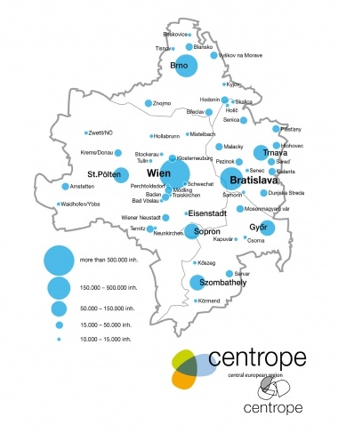 A Centrope régió térképe <br />(forrás: centrope.com)