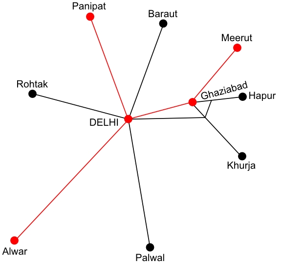 A Delhi környéki hálózat és a fejlesztésbe bevont vonalak<br>(iho-grafika)
