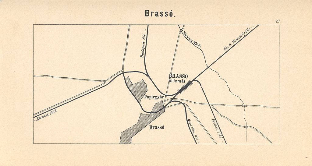 Brassó környékének vasúthálózata az előző századfordulón. A városi szakaszt  a térkép nem ábrázolja<br>A képre kattintva fotógaléria nyílik