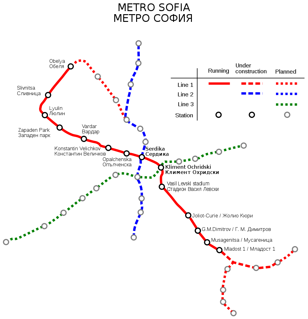 SZófia épülő metróhálózata <br>(fotó: wikimedia.org)