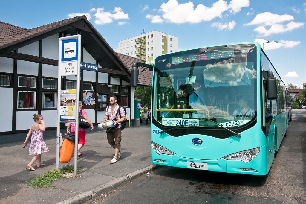 A BYD elektromos busza a 2012-es teszt idején<br/>(fotó: Vörös Attila)