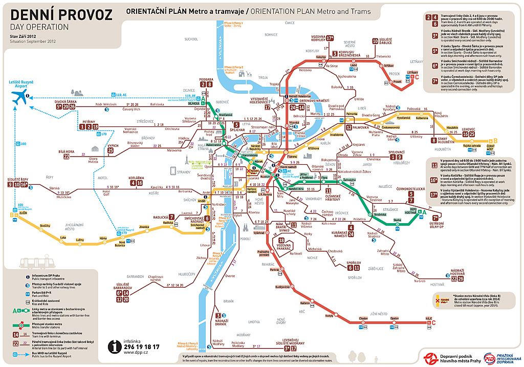 Az átalakított prágai hálózat térképe<br>(forrás: DPP)